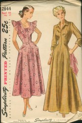 2844 1949 SIMP ZIPPY LONG HOUSECOAT,HOUSE DRESS PATTERN 14 32''B